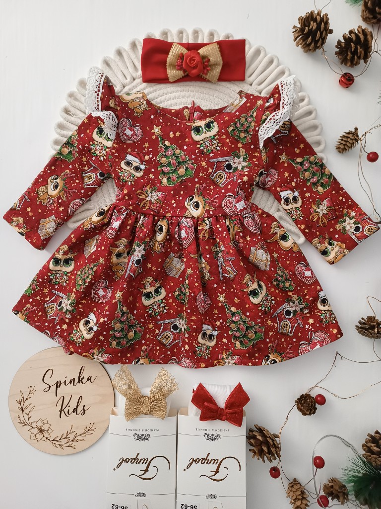 Sukienka świąteczne sówki - obrazek 4