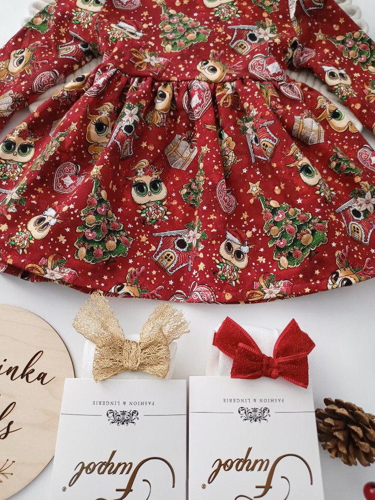 Sukienka świąteczne sówki - obrazek 2