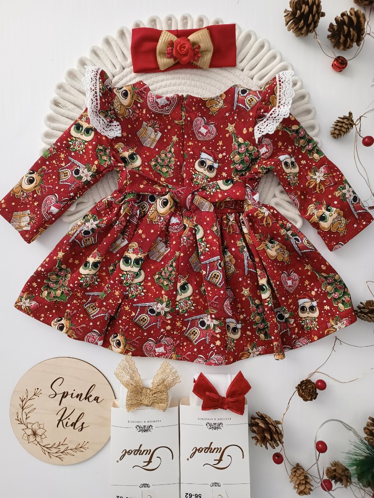 Sukienka świąteczne sówki - obrazek 3
