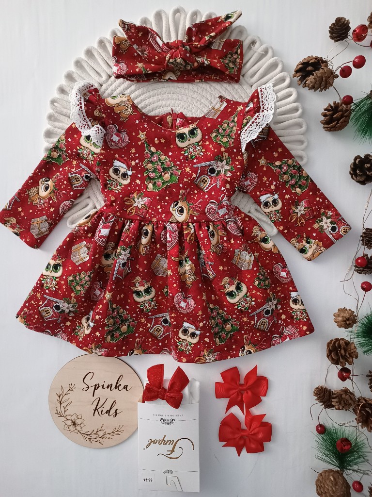 Sukienka świąteczne sówki