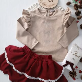 Bluzka beż z cyrkoniowymi kokardami