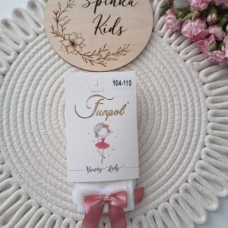 Rajstopy z puder-róż kokardką