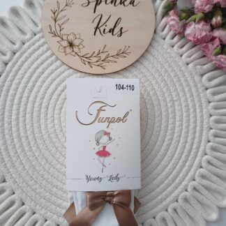 Rajstopy z beżową kokardą