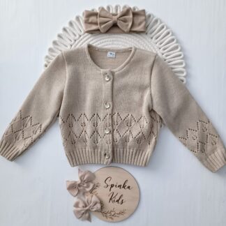 Sweterek ażurkowy- brąz