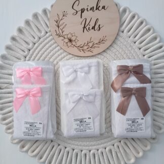 Podkolanówki ażurowe z atłasową kokardą - 3 kolory