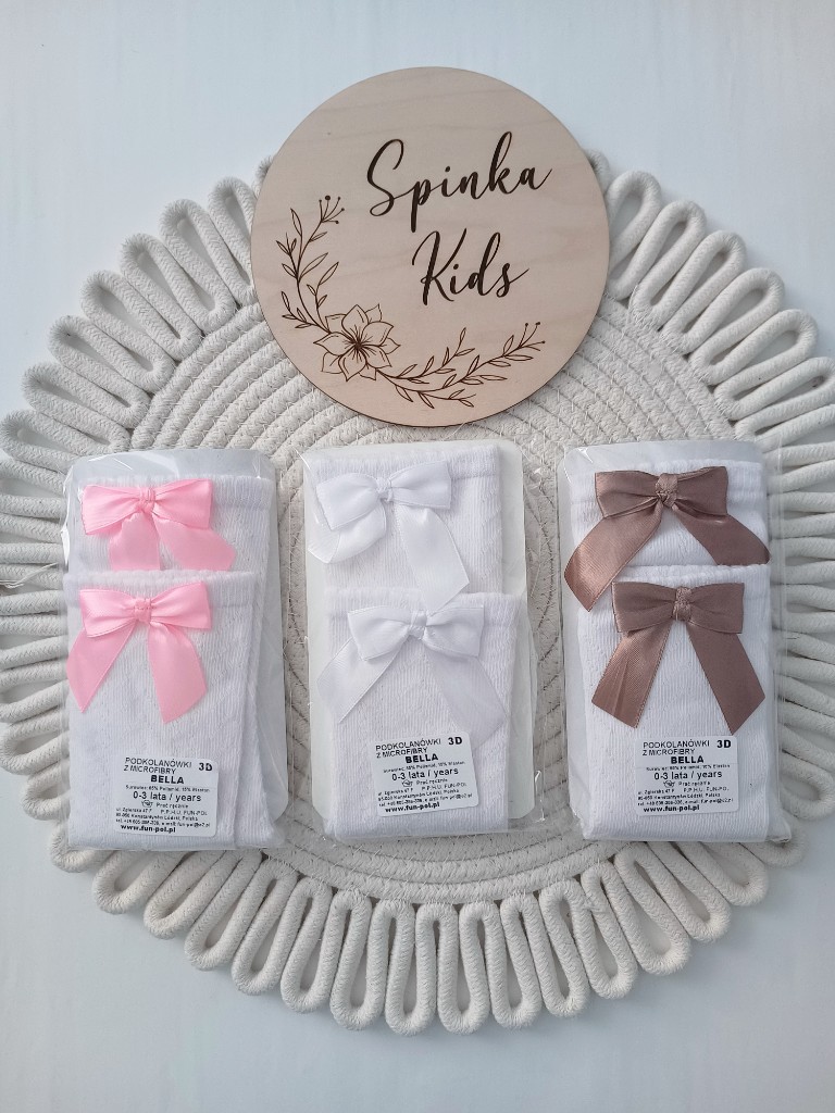 Podkolanówki ażurowe z atłasową kokardą - 3 kolory