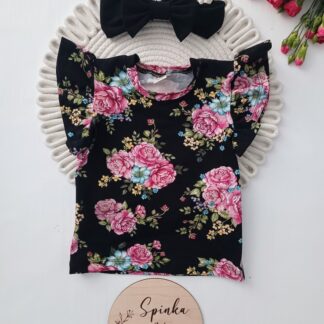 Bluzka róże na czarnym Haydi