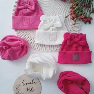 Czapka plus komin z bawełny prążek