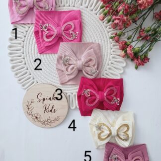 Opaska szerokaw prążek z kokardą i motylkami