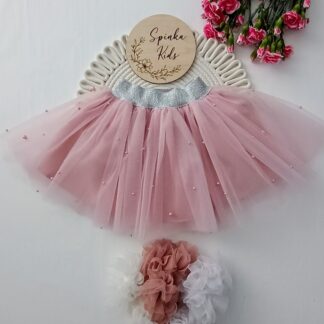 Tiulowa spódniczka z perełkami