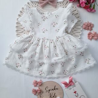 Sukienka muślinowa w pudrowe kwiatuszki