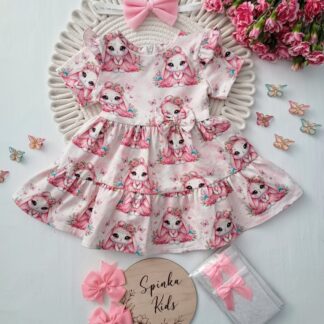 Sukienka Króliczki na różu