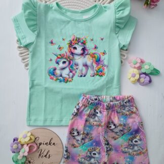 Komplet Jednorożce - Miętowy