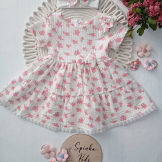 Sukienka muśliniwa w różowe kwiatuszki