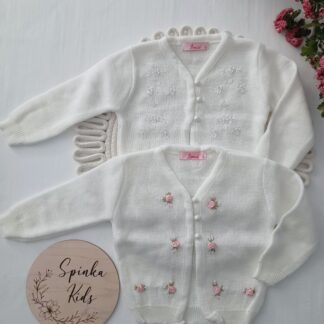 Sweterki z naszytymi kwiatami-2 kolory