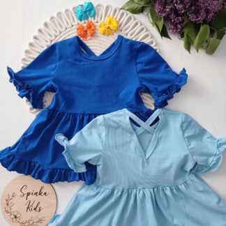 Tunika z ozdobnym tyłem -dwa kolory chaber i błękit