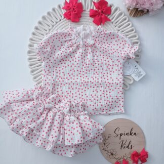 Komplet bluzeczka i bloomers muślinowy