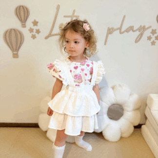 Spódniczka muślinowa na szelkach - śmietankowa biel