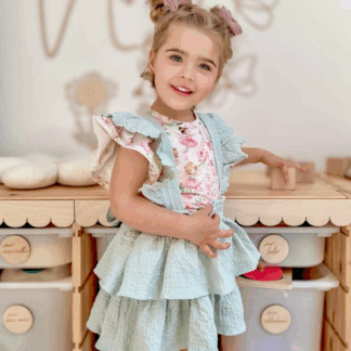 Spódniczka muślinowa na szelkach - pistacja