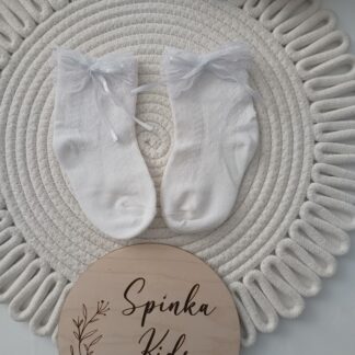 Skarpetki ażurkowe z koronkową kokardą