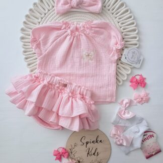 Komplet muślinowy różowy