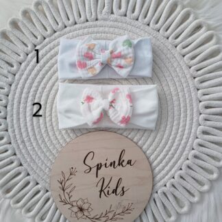 Opaska bawełniana z kokardą w serduszka