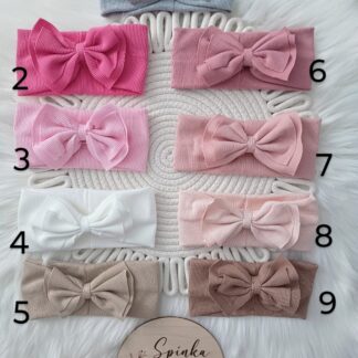 Opaska z bawełny prążek z kokardą