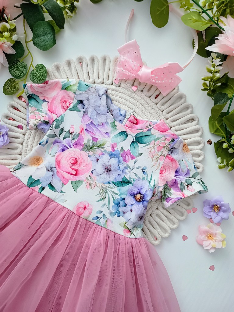 Sukienka tiulowa z kokardą z tyłu - obrazek 4