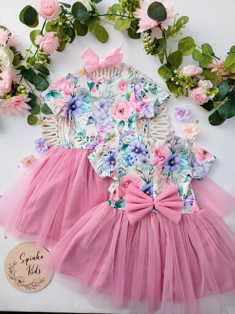 Sukienka tiulowa z kokardą z tyłu