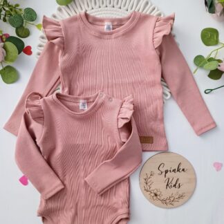 Body/Bluzka bawełniana prążek pudrowa