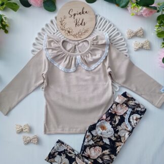 Komplet bluzka i legginsy Gamex beż