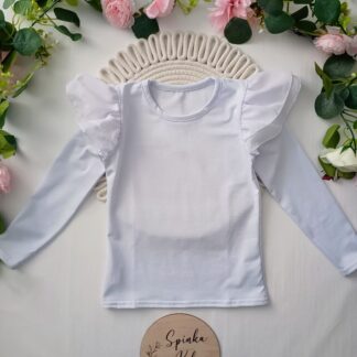 Biała bluzka z falbankami na ramionach