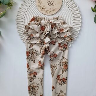 Legginsy w beżowo /brązowe róże