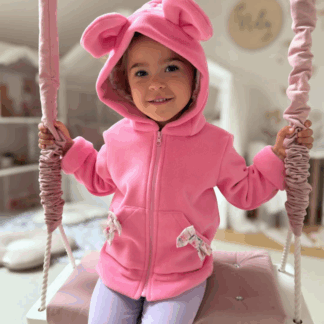 Polarowa bluza z kapturem - róż