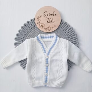 Sweterek dla chłopca biało/błękitny