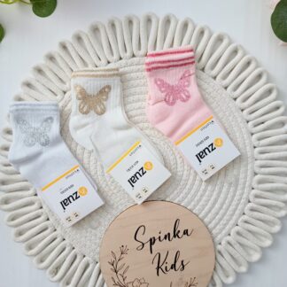Skarpetki brokatowe motylki 3 - pack