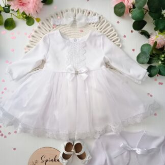 Sukienka na Chrzest Święty biała z haftem