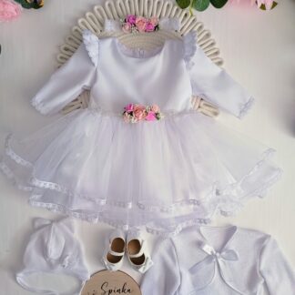 Sukienka na Chrzest Święty z podwójną falbaną