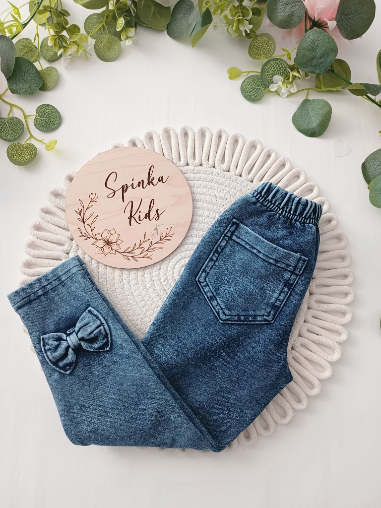 Spodnie ala jens dekatyzowane z kokardkami