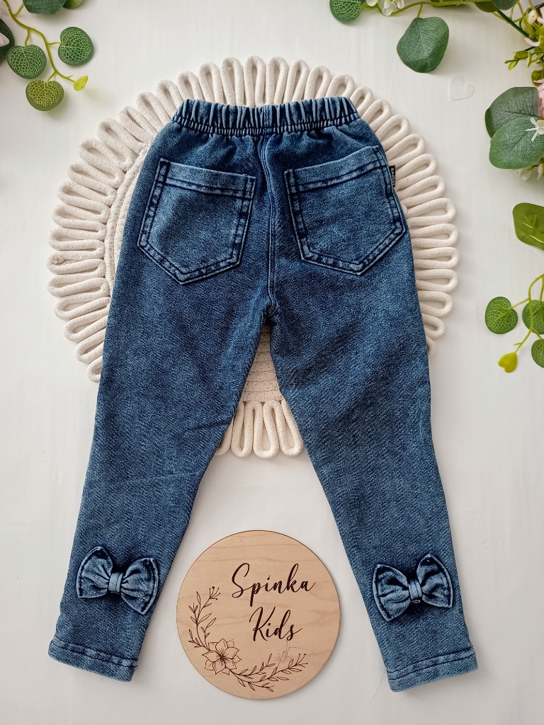 Spodnie ala jens dekatyzowane z kokardkami - obrazek 3