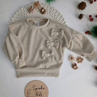 Sweterek z kokardkami - beż