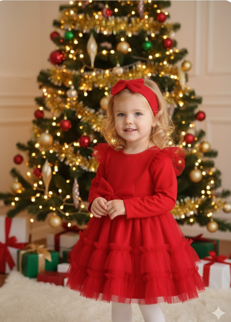 Sukienka z tiulem czerwona - obrazek 2