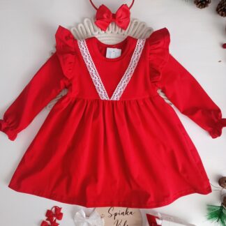 Sukienka Zula Handmade z kokardą ztyłu i koronką