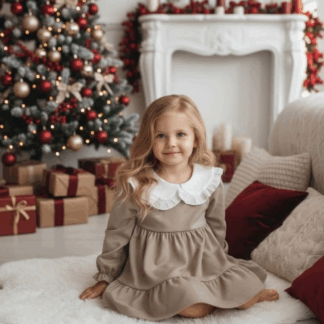 Sukienka Zula Handmade-beżowa w muślinowym kolorze