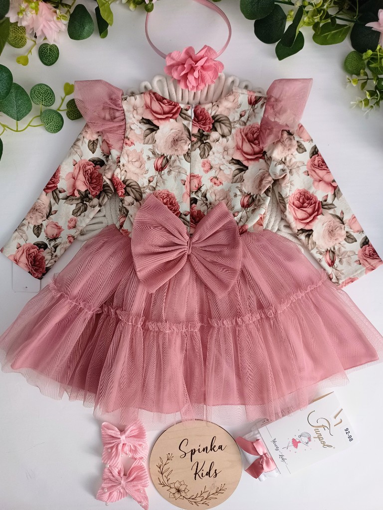 Sukienka z tiulem i kokardą z tyłu - obrazek 3