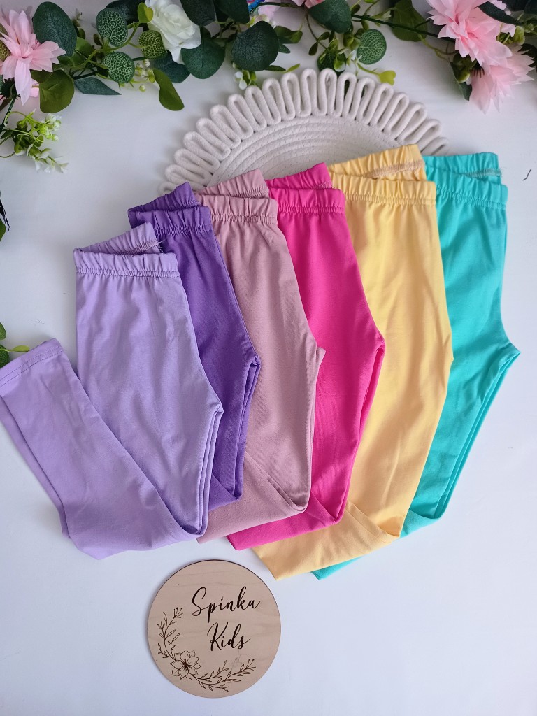 Legginsy gładkie bawełna jersey wiosenne kolory