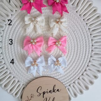 Spinki kokardy z perełkami