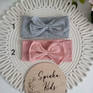 Opaska z bawełny prążek z kokardą