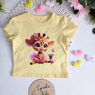 T-shirt żyrafka na cytrynowym tle