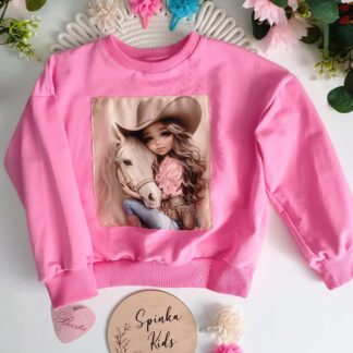 Bluza z satynowym ekranem wysadzanym cyrkoniami - róż